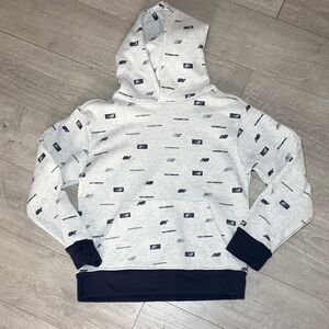 New Balance Light Gray Hoodie with Navy Accents Kids 10